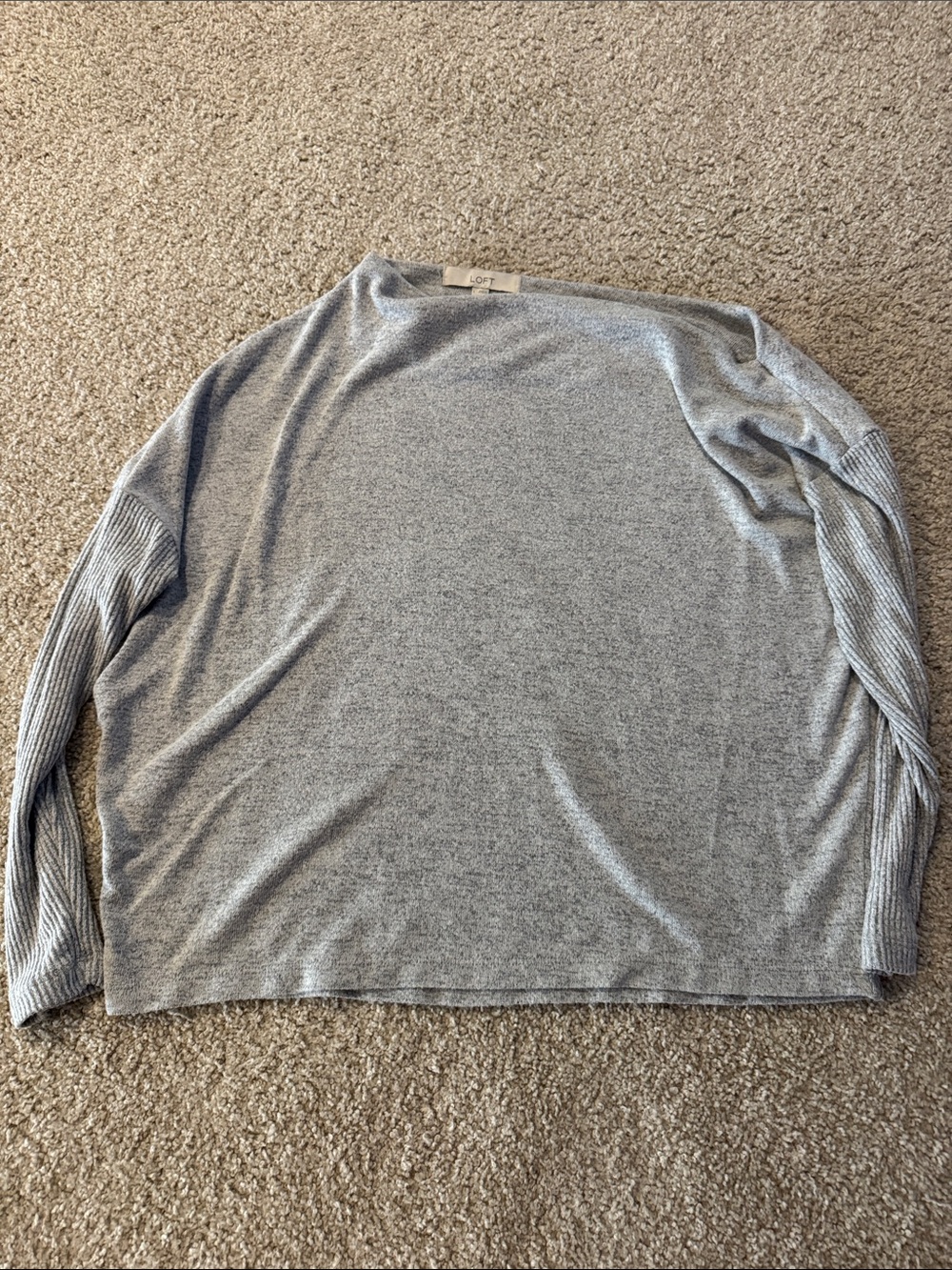 LOFT Off-the-Shoulder Light Gray Women's Sweater
